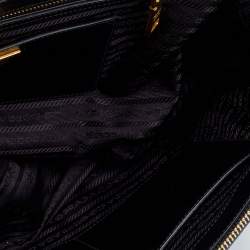Pre Owned Prada Black Saffiano Lux Leather Galleria Double Zip Tote