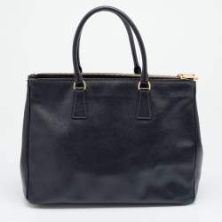 Pre Owned Prada Black Saffiano Lux Leather Galleria Double Zip Tote