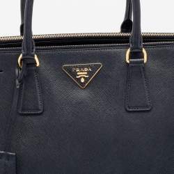 Pre Owned Prada Black Saffiano Lux Leather Galleria Double Zip Tote