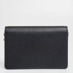 Pre Owned Prada Black Saffiano Leather Mini Envelope Crossbody Bag