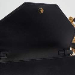 Pre Owned Prada Black Saffiano Leather Mini Envelope Crossbody Bag