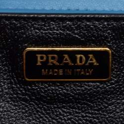 Pre Owned Prada Two Tone Blue Saffiano Leather Cahier Shoulder Bag
