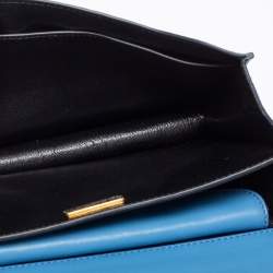 Pre Owned Prada Two Tone Blue Saffiano Leather Cahier Shoulder Bag