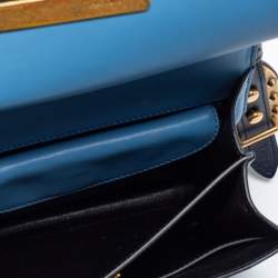 Pre Owned Prada Two Tone Blue Saffiano Leather Cahier Shoulder Bag