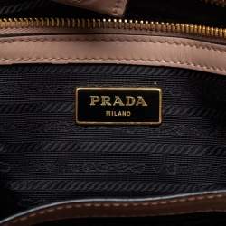 Pre Owned Prada Beige Saffiano Lux and Soft Leather Small Tote