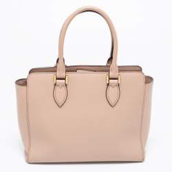 Pre Owned Prada Beige Saffiano Lux and Soft Leather Small Tote