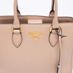 Pre Owned Prada Beige Saffiano Lux and Soft Leather Small Tote