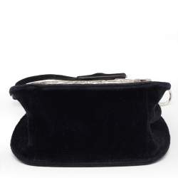 Pre Owned Prada Black Velvet Catwalk Lock Purse Chain Bag