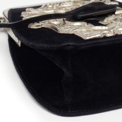Pre Owned Prada Black Velvet Catwalk Lock Purse Chain Bag
