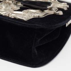 Pre Owned Prada Black Velvet Catwalk Lock Purse Chain Bag