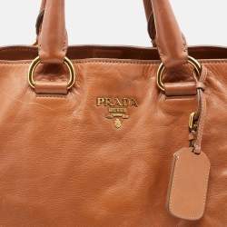Pre Owned Prada Brown Vitello Daino Leather Tote