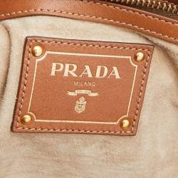 Pre Owned Prada Brown Vitello Daino Leather Tote