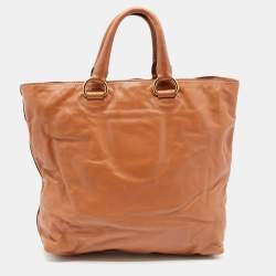 Pre Owned Prada Brown Vitello Daino Leather Tote