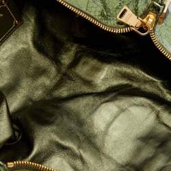 Pre Owned Prada Metallic Green Python Jewel Embellished Clutch