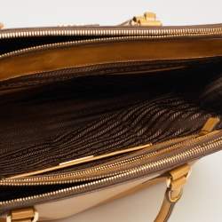 Pre Owned Prada Yellow Patent Leather Medium Double Zip Tote