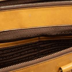 Pre Owned Prada Yellow Patent Leather Medium Double Zip Tote