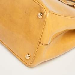 Pre Owned Prada Yellow Patent Leather Medium Double Zip Tote