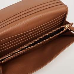 Pre Owned Prada Caramel Saffiano Leather Flap Continental Wallet