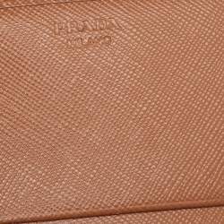 Pre Owned Prada Caramel Saffiano Leather Flap Continental Wallet