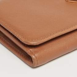 Pre Owned Prada Caramel Saffiano Leather Flap Continental Wallet