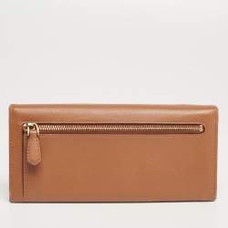 Pre Owned Prada Caramel Saffiano Leather Flap Continental Wallet