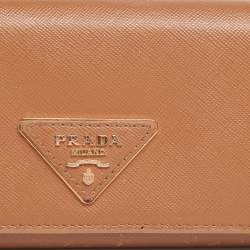 Pre Owned Prada Caramel Saffiano Leather Flap Continental Wallet