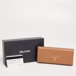 Pre Owned Prada Caramel Saffiano Leather Flap Continental Wallet