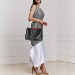 Pre Owned Prada Black Saffiano Leather Medium Double Handle Tote