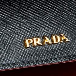 Pre Owned Prada Black Saffiano Leather Medium Double Handle Tote