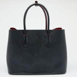 Pre Owned Prada Black Saffiano Leather Medium Double Handle Tote
