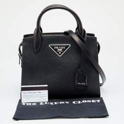 Pre Owned Prada Black Saffiano Leather Kristen Tote