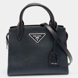 Pre Owned Prada Black Saffiano Leather Kristen Tote
