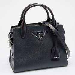 Pre Owned Prada Black Saffiano Leather Kristen Tote