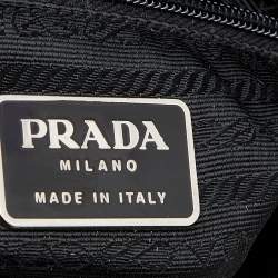 Pre Owned Prada Beige/Black Canvas And Leather Crossbody Bag