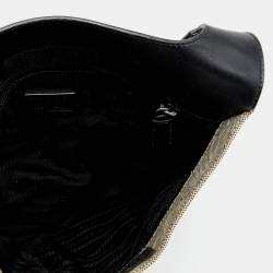 Pre Owned Prada Beige/Black Canvas And Leather Crossbody Bag