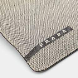 Pre Owned Prada Beige/Black Canvas And Leather Crossbody Bag