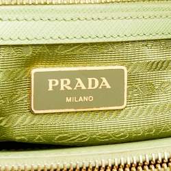 Pre Owned Prada Light Green Saffiano Leather Small Double Zip Tote
