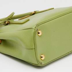 Pre Owned Prada Light Green Saffiano Leather Small Double Zip Tote