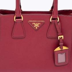 Pre Owned Prada Two Tone Red Saffiano Lux Leather Galleria Snap Tote