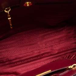 Pre Owned Prada Two Tone Red Saffiano Lux Leather Galleria Snap Tote