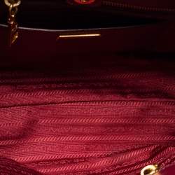 Pre Owned Prada Two Tone Red Saffiano Lux Leather Galleria Snap Tote