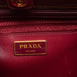 Pre Owned Prada Two Tone Red Saffiano Lux Leather Galleria Snap Tote
