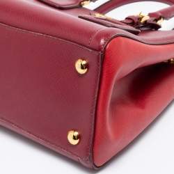 Pre Owned Prada Two Tone Red Saffiano Lux Leather Galleria Snap Tote