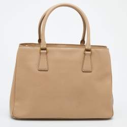 Pre Owned Prada Beige Saffiano Lux Leather Medium Galleria Tote