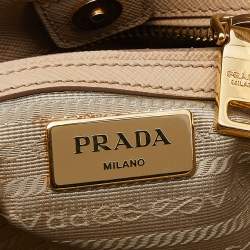 Pre Owned Prada Beige Saffiano Lux Leather Medium Galleria Tote