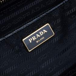 Pre Owned Prada Black Saffiano Lux Leather Executive Galleria Double Zip Tote