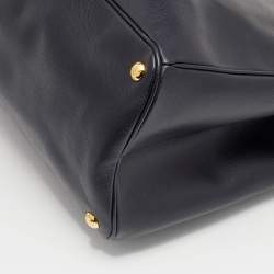Pre Owned Prada Black Saffiano Lux Leather Executive Galleria Double Zip Tote