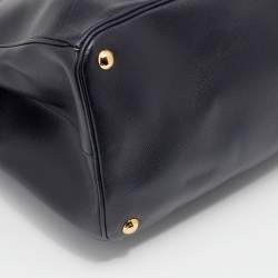 Pre Owned Prada Black Saffiano Lux Leather Executive Galleria Double Zip Tote