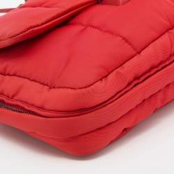 Pre Owned Prada Red Nylon Bomber Chain Shoulder Bag