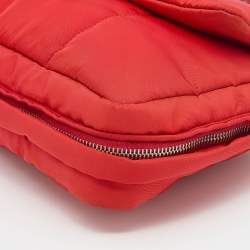 Pre Owned Prada Red Nylon Bomber Chain Shoulder Bag